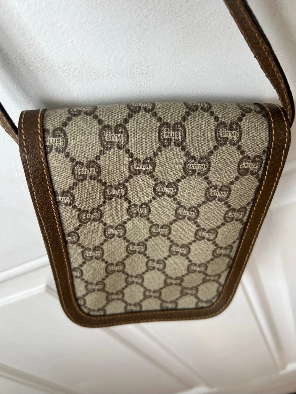Gucci Beige and Brown Monogram Crossbody Messenger Bag